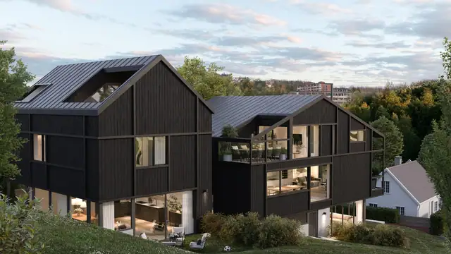 Røahagan 18 - Spennende arkitektur, underjordisk garasjeanlegg, gode planløsninger, tegnet av Crux arkitekter. Illustrasjon - avvik vil forekomme.