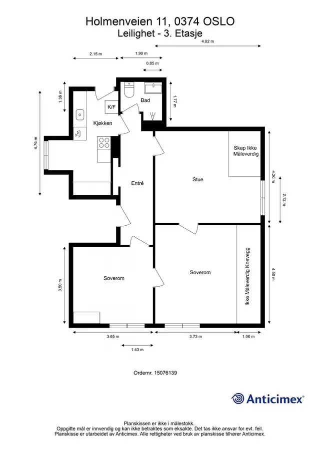 Planskisse Holmenveien 11, 3. etasje, snr. 8.