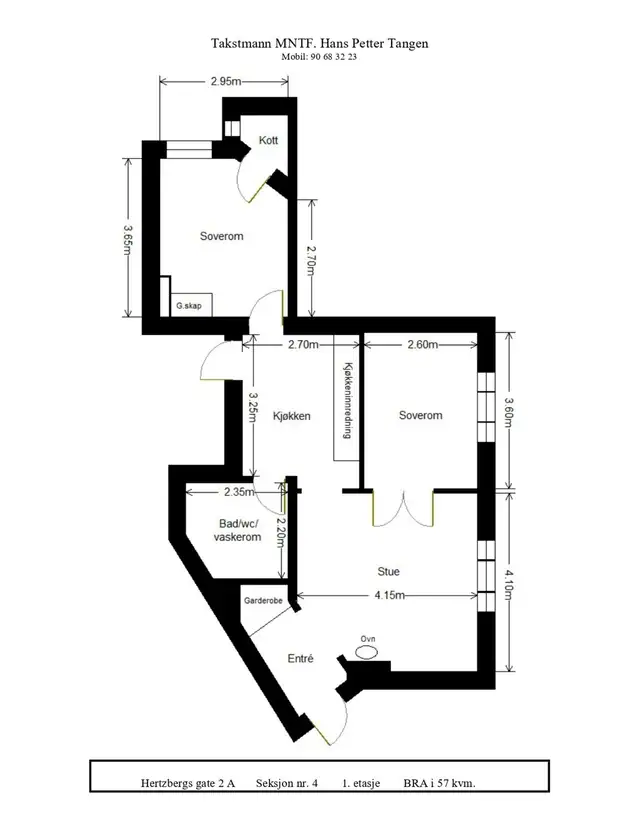 Hertzbergs gate 2A - Plantegning
