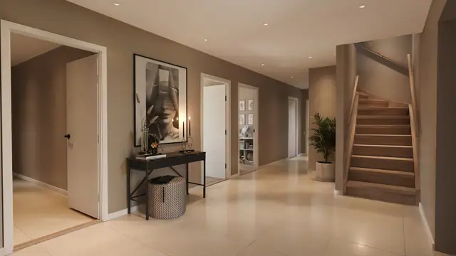 Flott entré/hall i hus 1.  Illustrasjon - avvik vil forekomme.