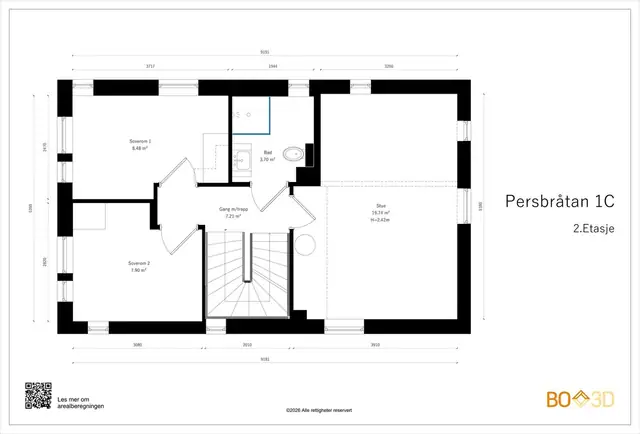 Planskisse Persbråtan 1C - 2. etasje.