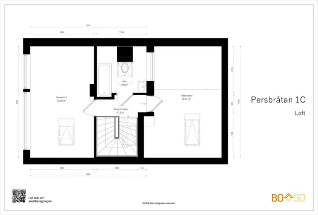 Planskisse Persbråtan 1C - 3. etasje.