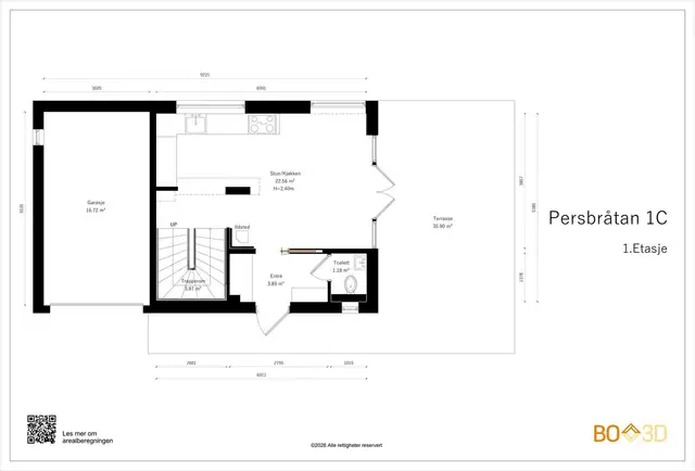 Planskisse Persbråtan 1C - 1. etasje.